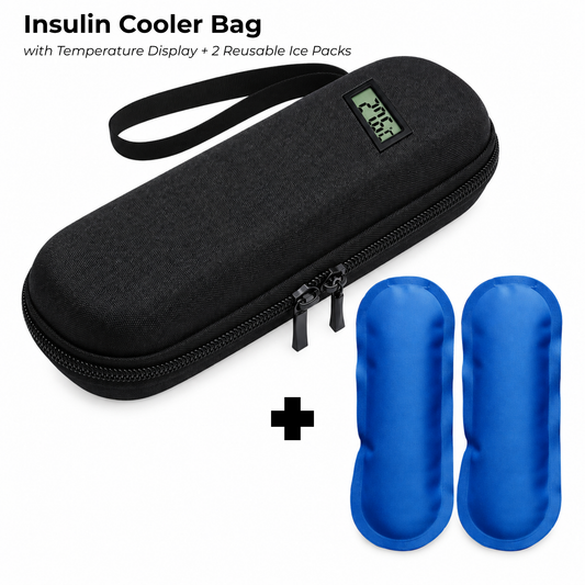 Portable Insulin Cooler Bag with Temperature Display & Ice Packs – EVA Medicine Travel Case