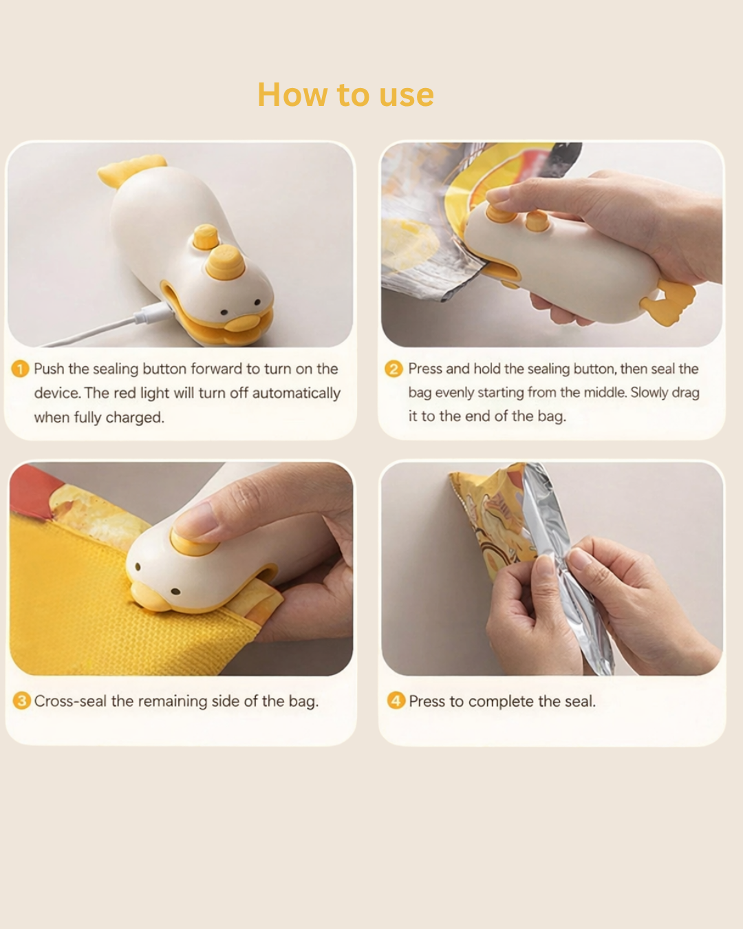 Cute Duck 2-in-1 Plastic Bag Sealer & Cutter
