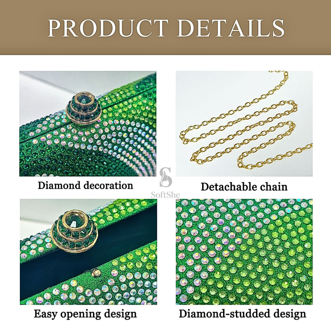 SoftShe Diamond Luxe Rhinestone Clutch