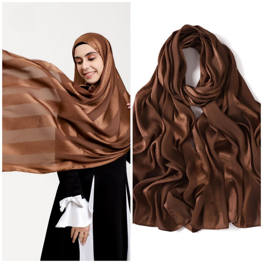 Premium Leopard Stripe Jacquard Satin Hijab