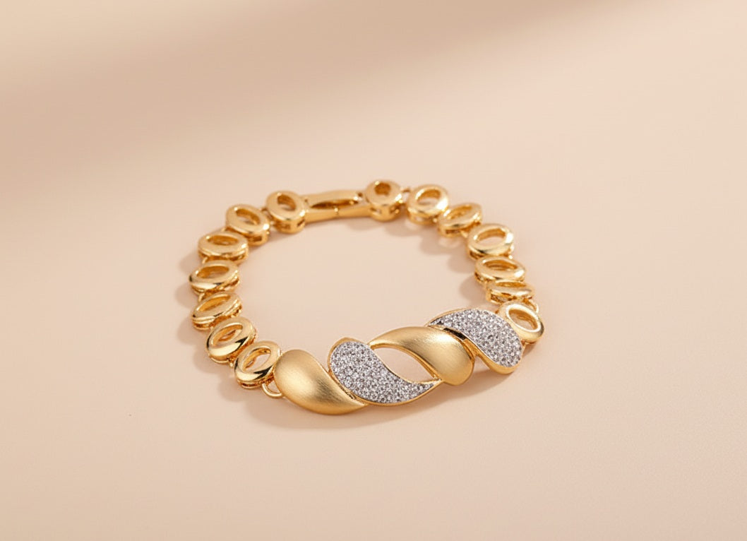 Luxury Gold Rhinestone Bridal Jewelry Set (4 pieces)