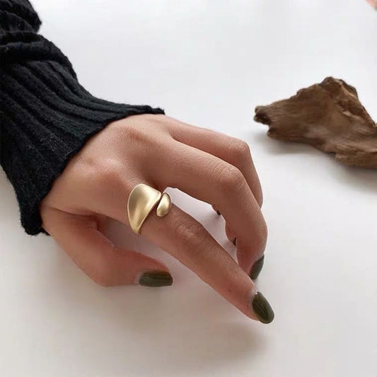 Retro Minimalist Open Gold Ring (2-Piece Set)
