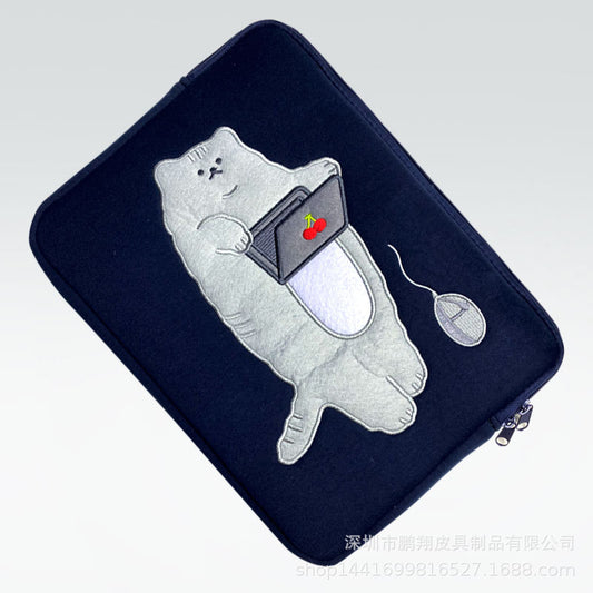Cute Padded Lazy Cat Laptop Sleeve