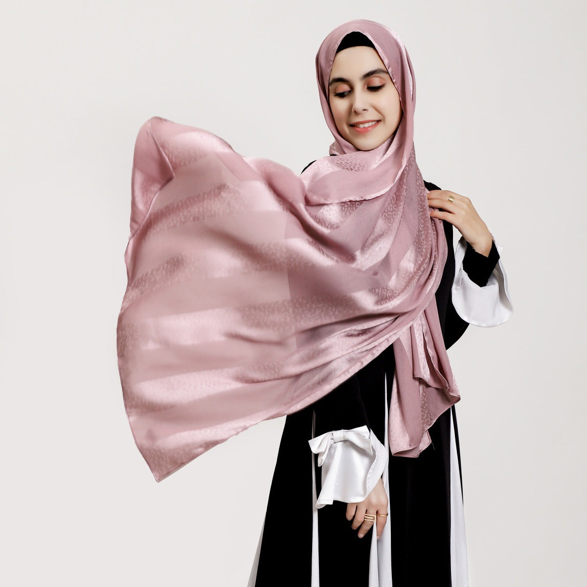 Premium Leopard Stripe Jacquard Satin Hijab