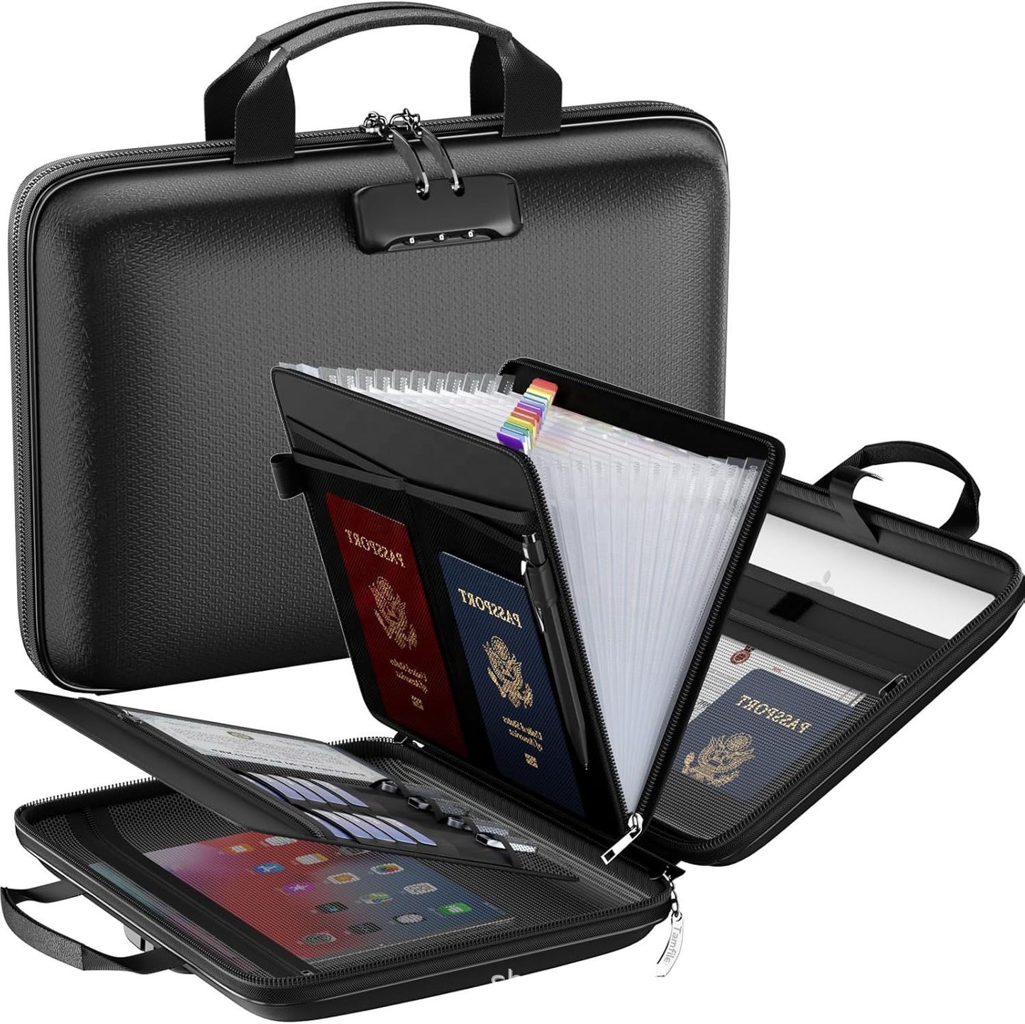 Fire-Resistant & Waterproof Document Organizer Bag with Lock