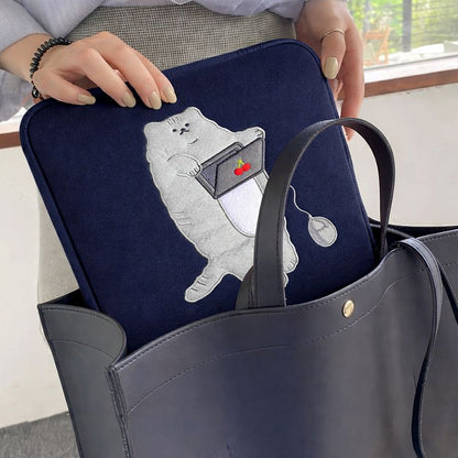 Cute Padded Lazy Cat Laptop Sleeve