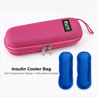 Portable Insulin Cooler Bag with Temperature Display & Ice Packs – EVA Medicine Travel Case