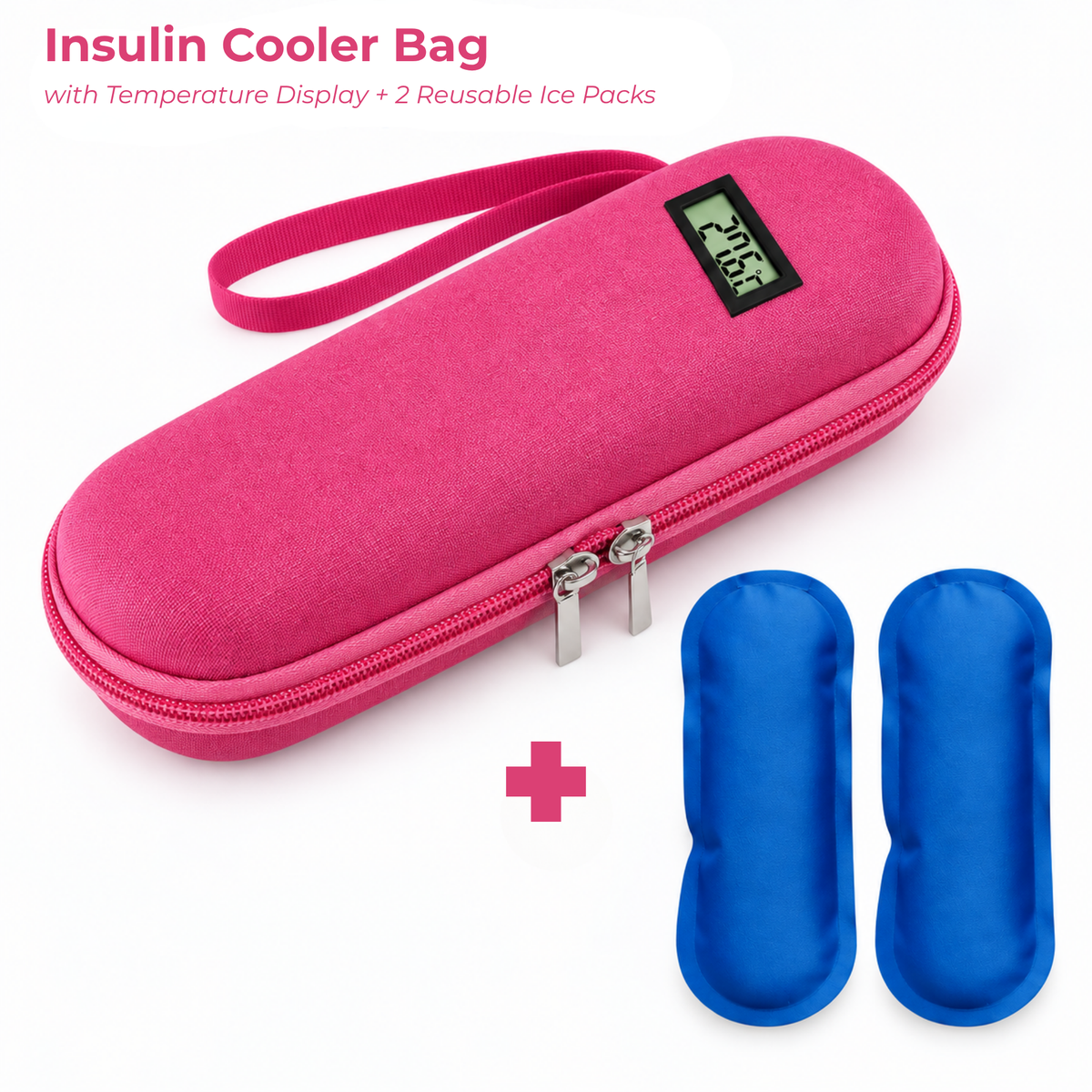 Portable Insulin Cooler Bag with Temperature Display & Ice Packs – EVA Medicine Travel Case