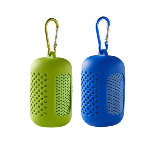 Cooling Towel  Set -2 Pieces Summer Ice-Feel Microfiber Towel with Silicon Cover & Clip