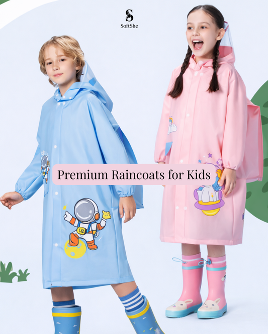 Premium Kids Waterproof Raincoat with Backpack Cover & Reflective Safety – Hooded Cartoon Design for Children