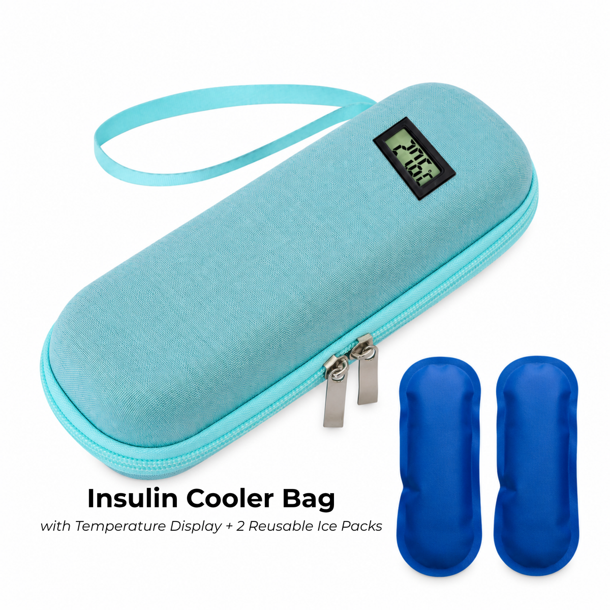 Portable Insulin Cooler Bag with Temperature Display & Ice Packs – EVA Medicine Travel Case