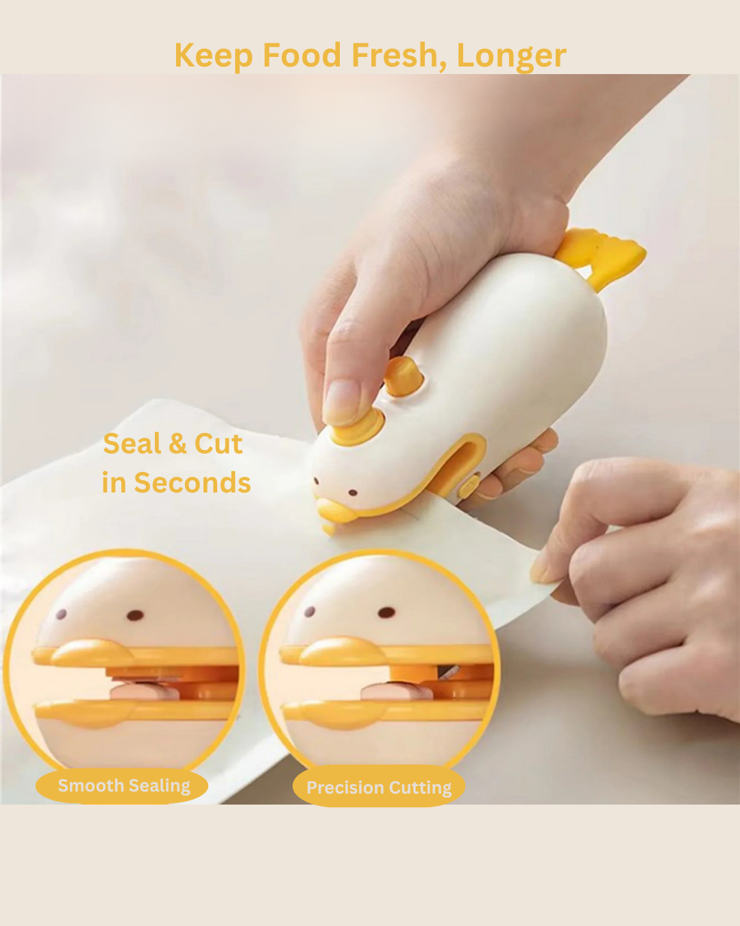 Cute Duck 2-in-1 Plastic Bag Sealer & Cutter