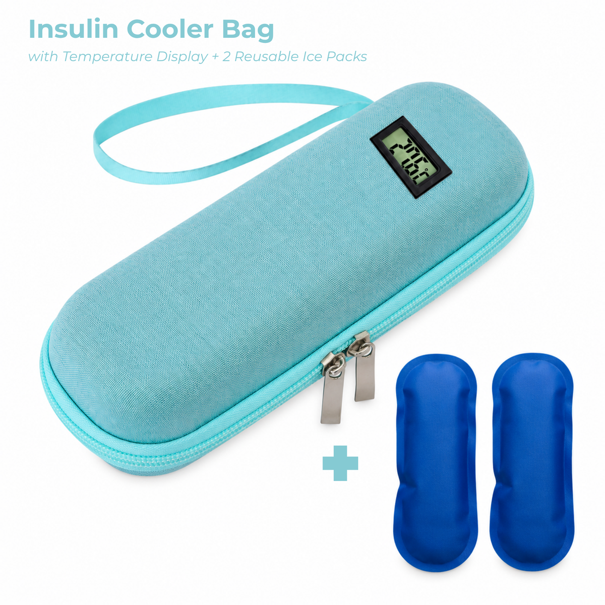 Portable Insulin Cooler Bag with Temperature Display & Ice Packs – EVA Medicine Travel Case
