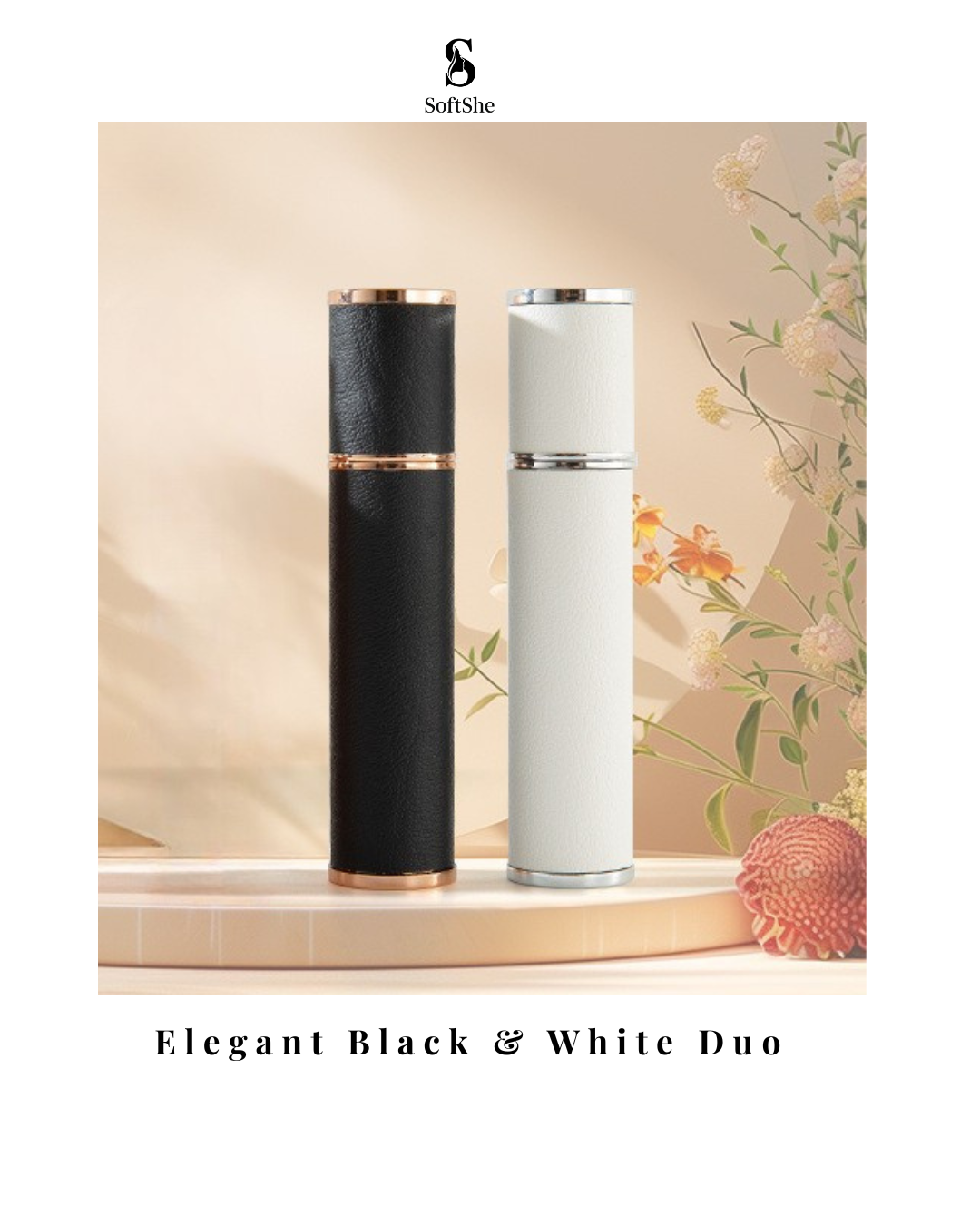 Luxury Refillable Perfume Atomizer Set – Black & White Duo (10ml ×2)