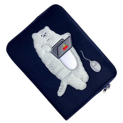 Cute Padded Lazy Cat Laptop Sleeve