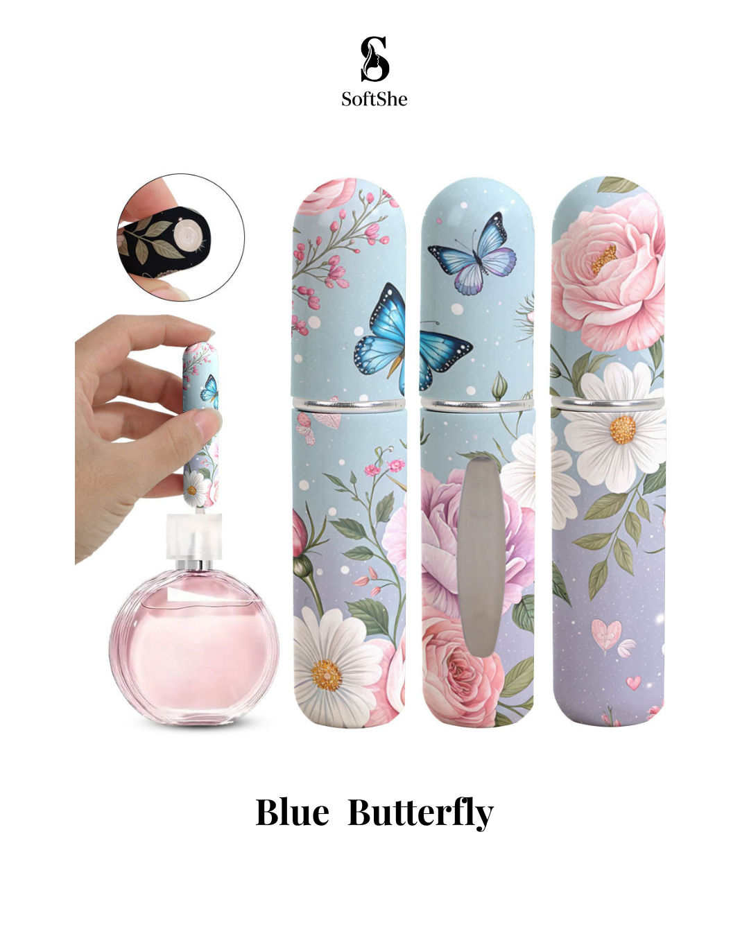 Cute & Elegant Mini Perfume Atomizer Floral Trio – 3 Pieces (5ml Each)