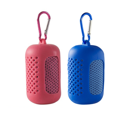 Cooling Towel  Set -2 Pieces Summer Ice-Feel Microfiber Towel with Silicon Cover & Clip