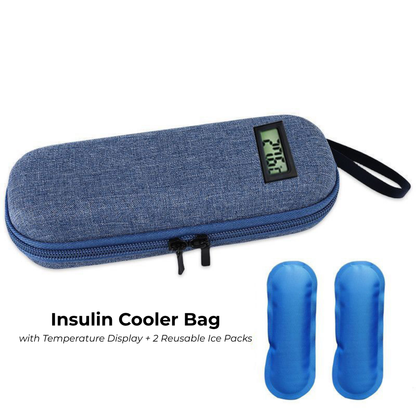 Portable Insulin Cooler Bag with Temperature Display & Ice Packs – EVA Medicine Travel Case