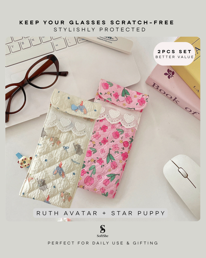 Quilted Eyeglasses Case for Women & Girls