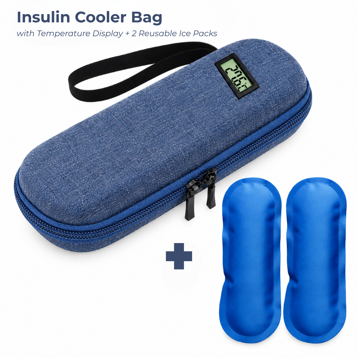 Portable Insulin Cooler Bag with Temperature Display & Ice Packs – EVA Medicine Travel Case