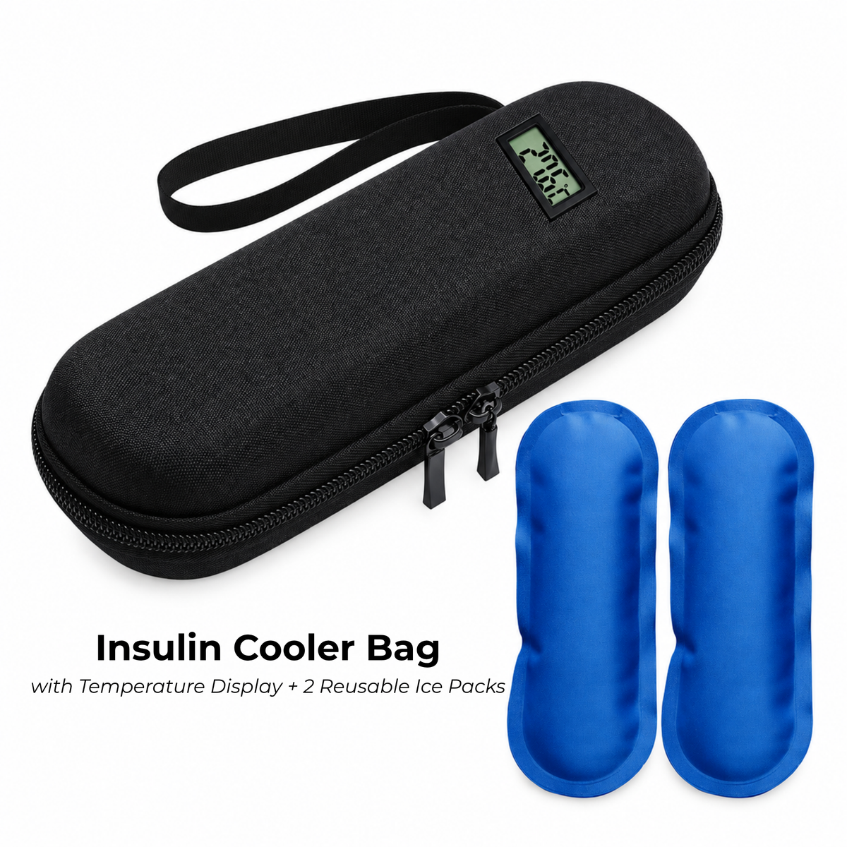Portable Insulin Cooler Bag with Temperature Display & Ice Packs – EVA Medicine Travel Case