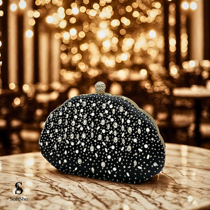 SoftShe Elegant Rhinestone Shell Clutch Bag