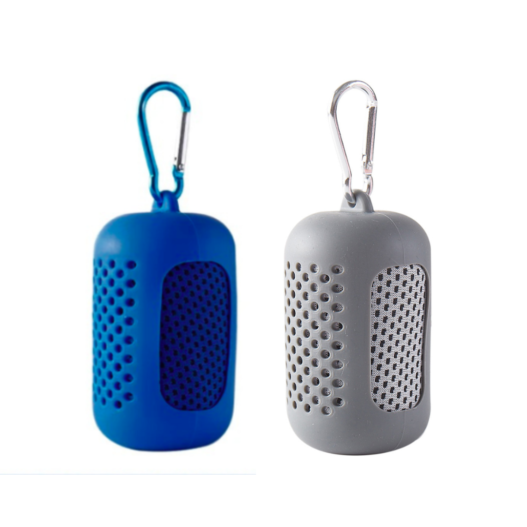 Cooling Towel  Set -2 Pieces Summer Ice-Feel Microfiber Towel with Silicon Cover & Clip