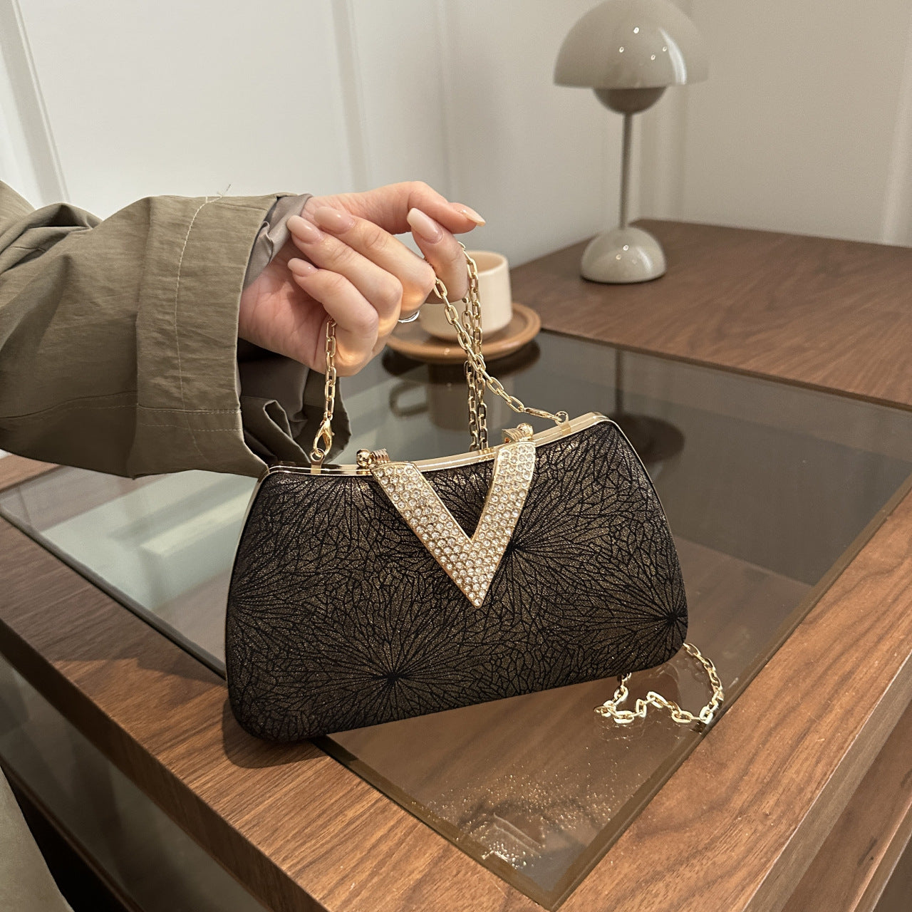 Luna V-Clutch Rhinestone Bag for Women