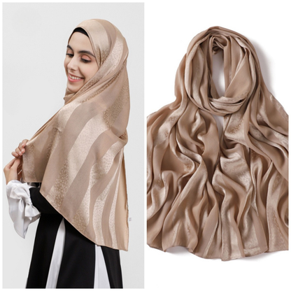 Premium Leopard Stripe Jacquard Satin Hijab