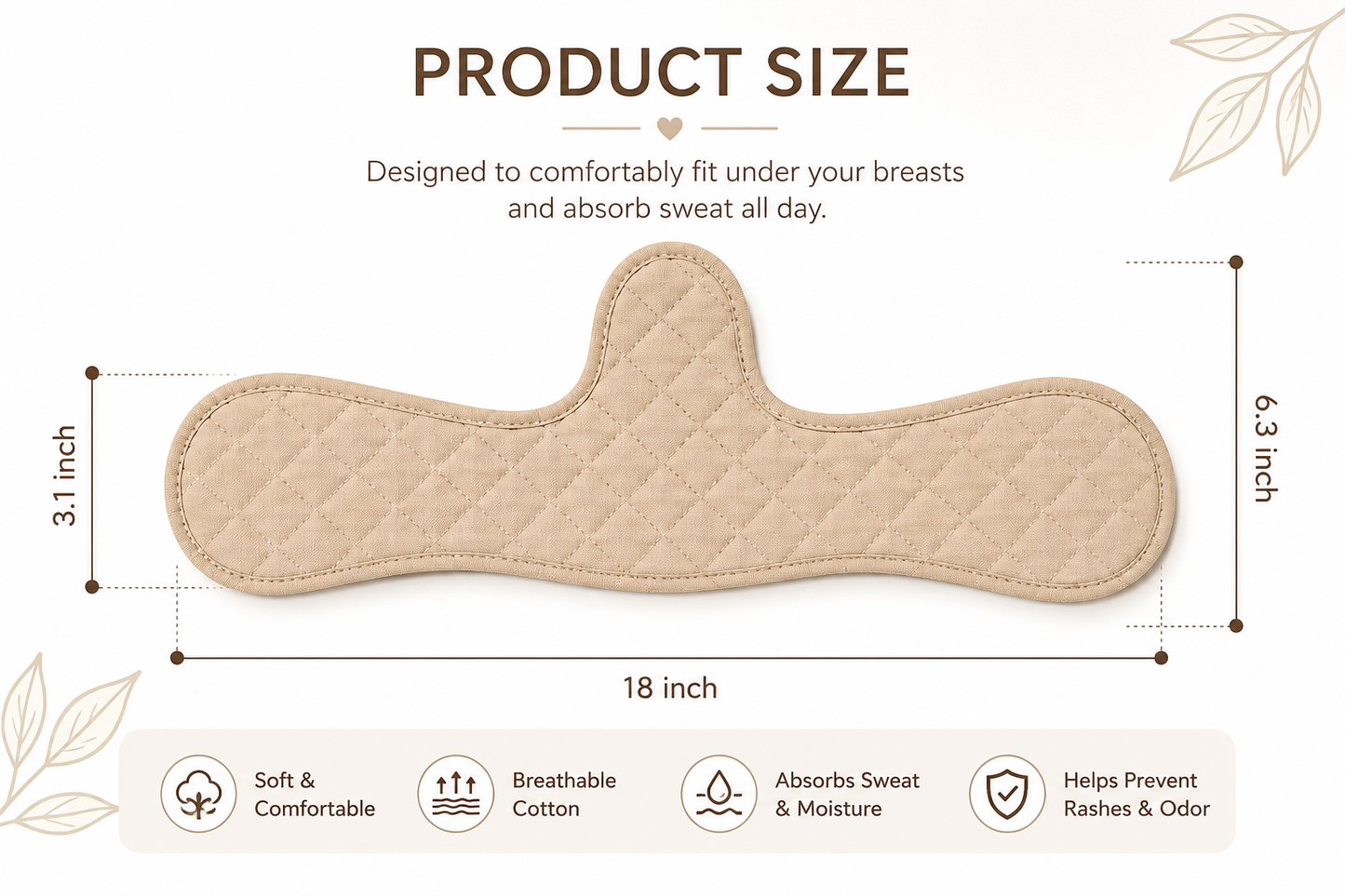 Sweat Absorbent Bra Liner Pads (2 PCS) – Reusable, Breathable Under Bra Pads