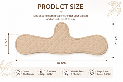 Sweat Absorbent Bra Liner Pads (2 PCS) – Reusable, Breathable Under Bra Pads
