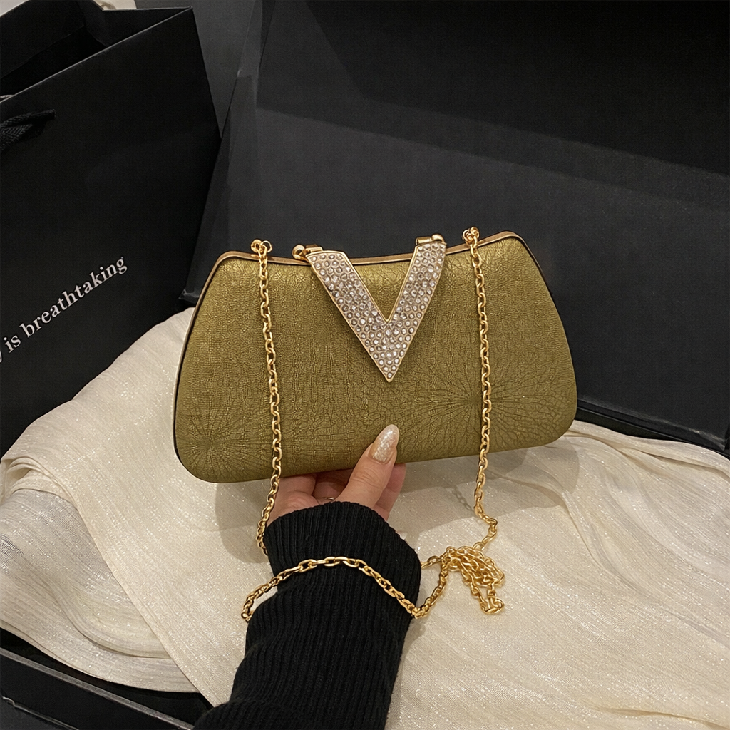Luna V-Clutch Rhinestone Bag for Women