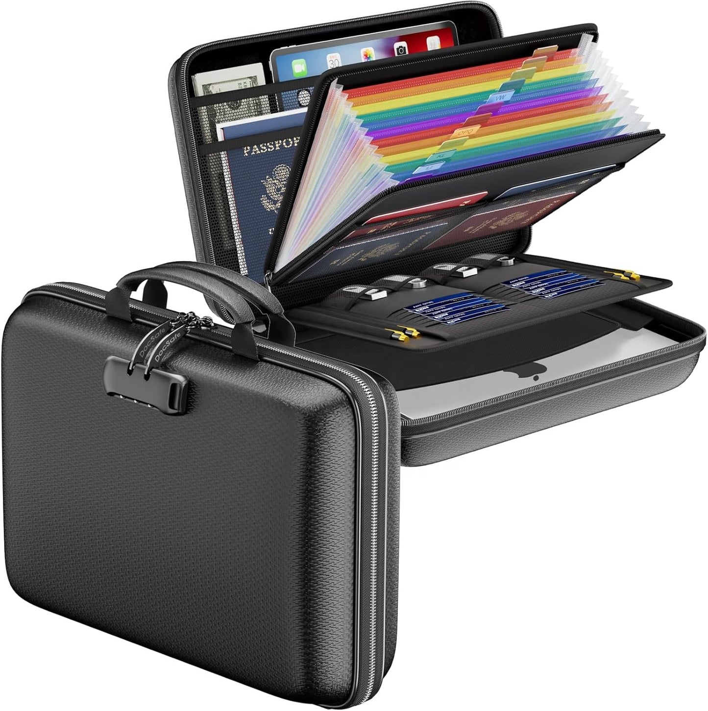 Fire-Resistant & Waterproof Document Organizer Bag with Lock