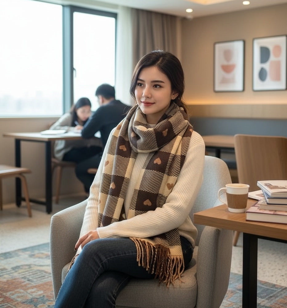 Faux Cashmere Plaid Winter shawl