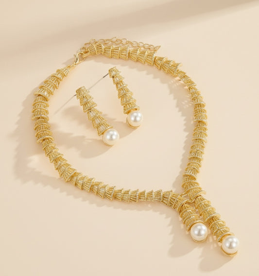 Gold plated Bridal Necklace and Earring Set