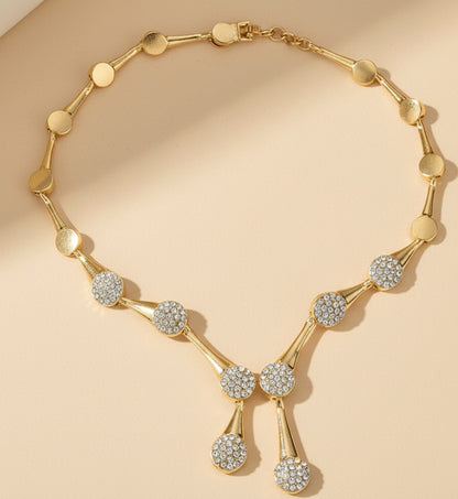 Elegant Gold-Plated Crystal Necklace and Earring Set