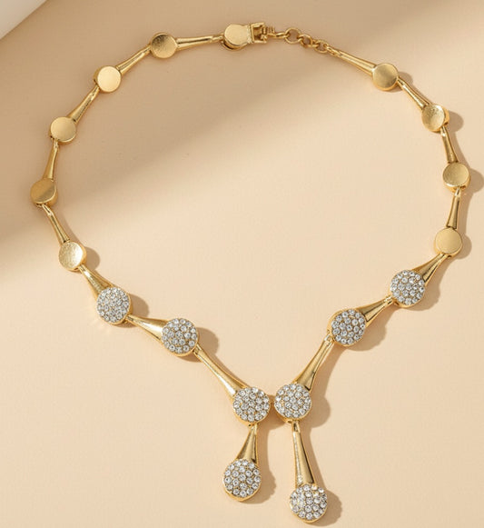 Elegant Gold-Plated Crystal Necklace and Earring Set