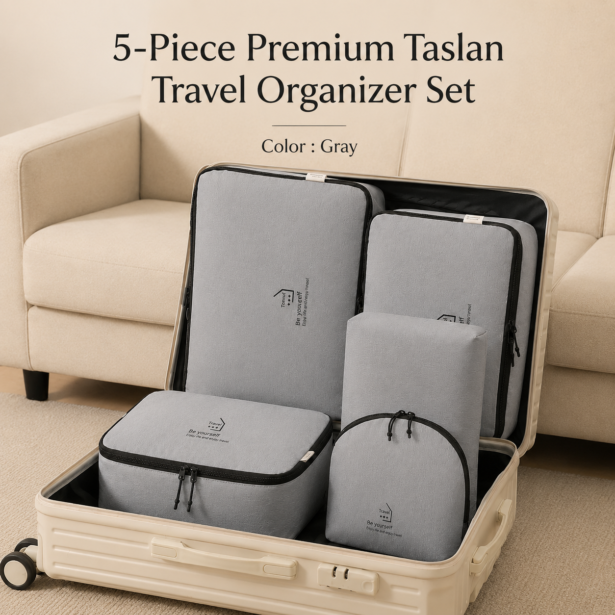 Taslan 5-Piece Premium Travel Luggage Organizer Set