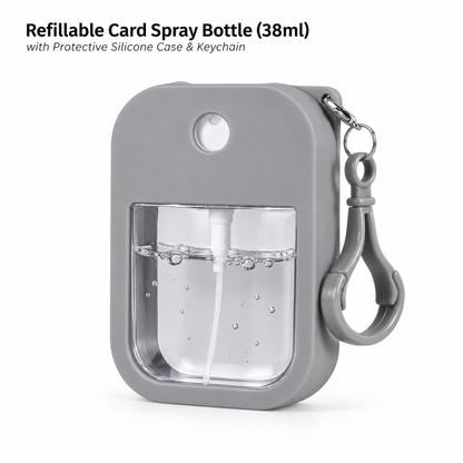 3-in-1 Card Spray Bottle (38ml) with Silicone Cover & Keychain