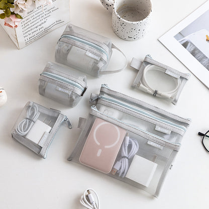 6-Piece Mesh Travel Organizer & Storage Pouch Set | Cosmetic, Cable & Accessories Organizer