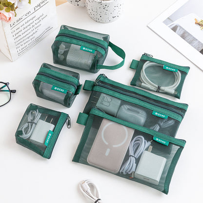 6-Piece Mesh Travel Organizer & Storage Pouch Set | Cosmetic, Cable & Accessories Organizer