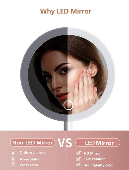 Portable Mini LED Light Makeup Mirror (Square Shape,2 sides Light,3X Mirror)