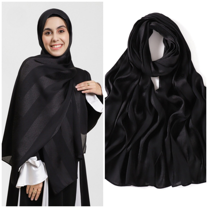 Premium Leopard Stripe Jacquard Satin Hijab