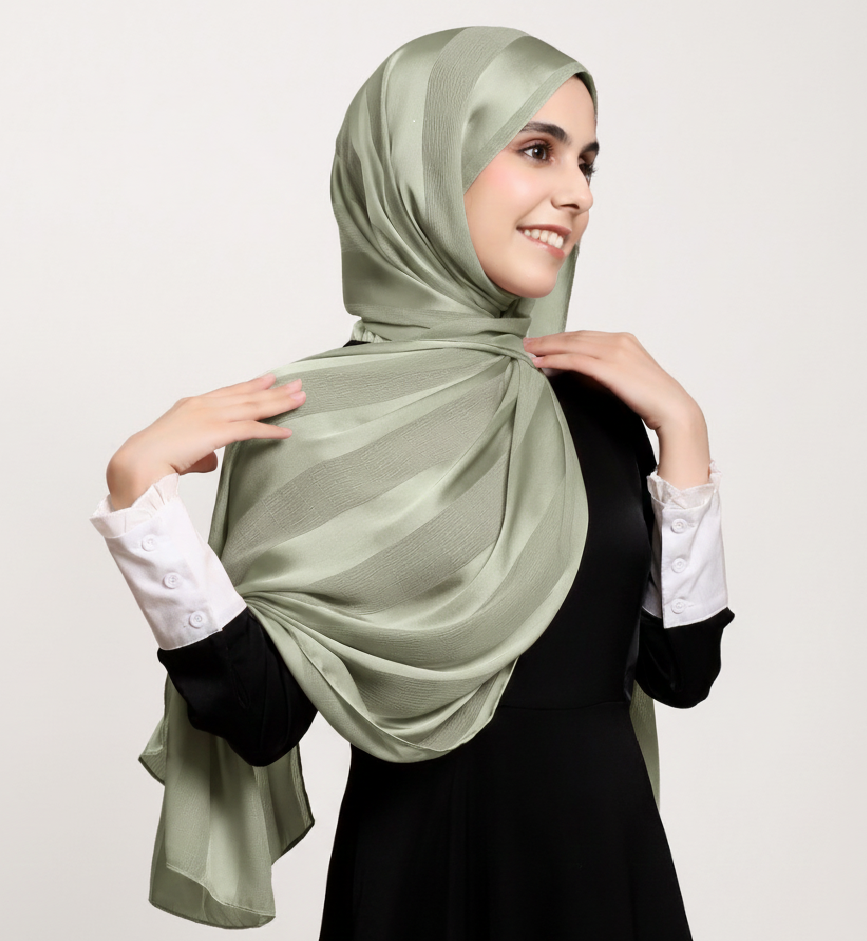 Luxury Satin-Striped Hijab