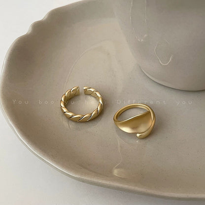 Retro Minimalist Open Gold Ring (2-Piece Set)