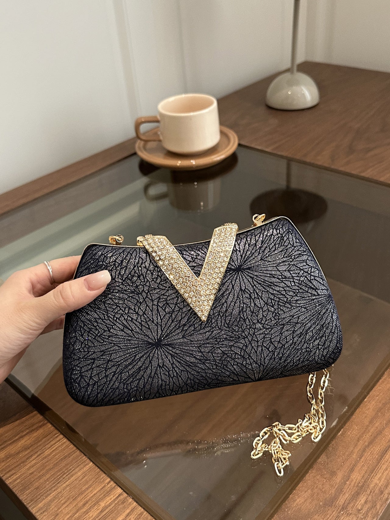 Luna V-Clutch Rhinestone Bag for Women