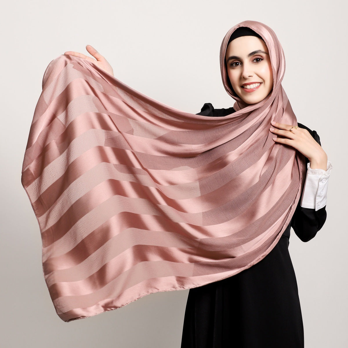 Luxury Satin-Striped Hijab