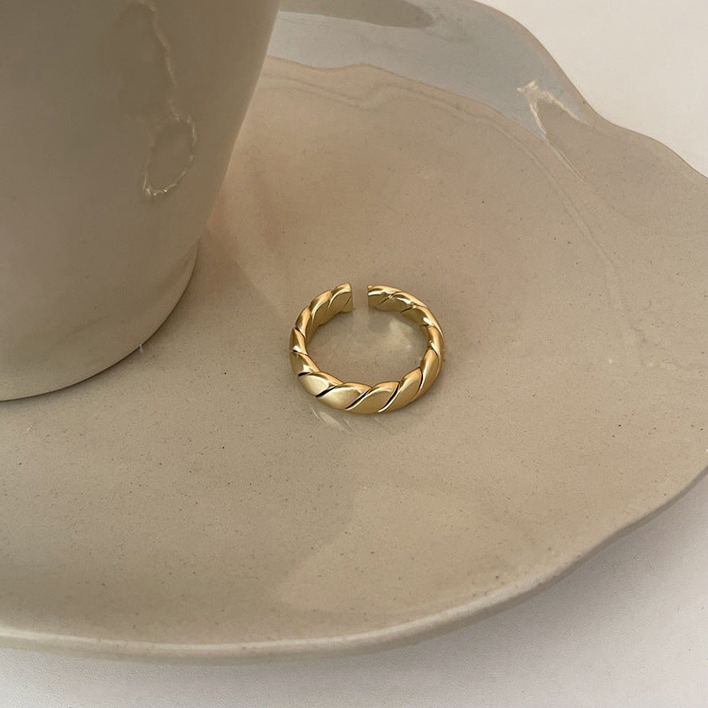 Retro Minimalist Open Gold Ring (2-Piece Set)