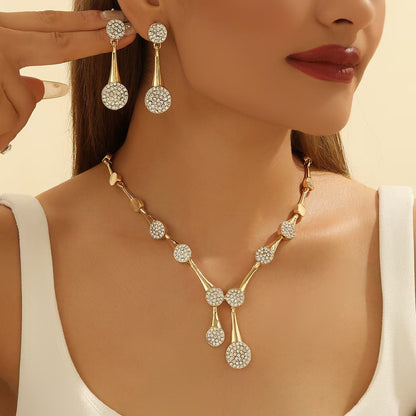 Elegant Gold-Plated Crystal Necklace and Earring Set