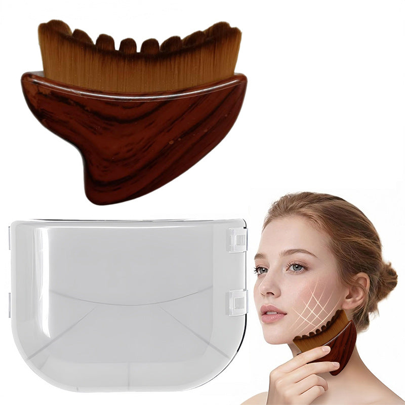 Vintage Wood-Grain Lymphatic Contour Brush